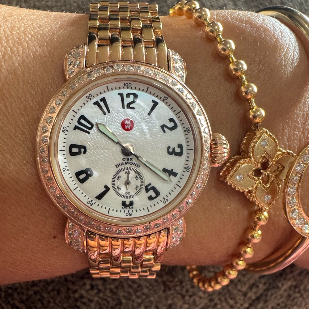 $3900 Stunning Michele CSX Diamond Rose Gold Watch 26mm Excellent Condition - Picture 9 of 16